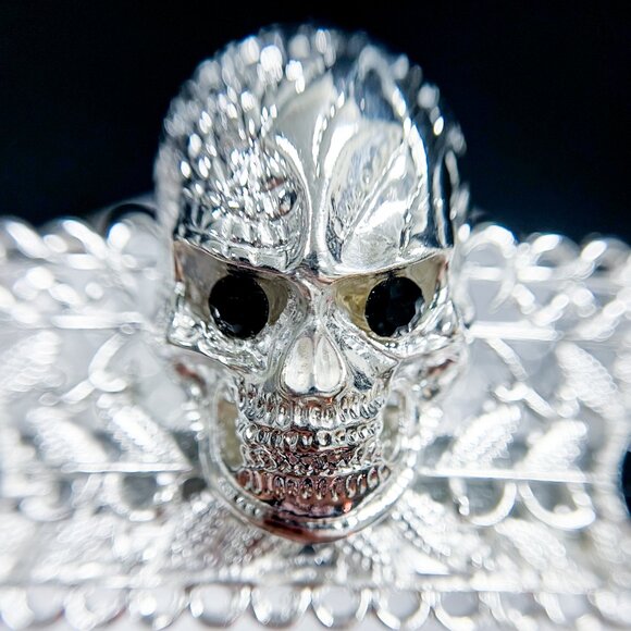 Silver Skull Crown, Skeleton King Crown, Gothic Crown, Renaissance Faire Crown - Picture 2 of 10